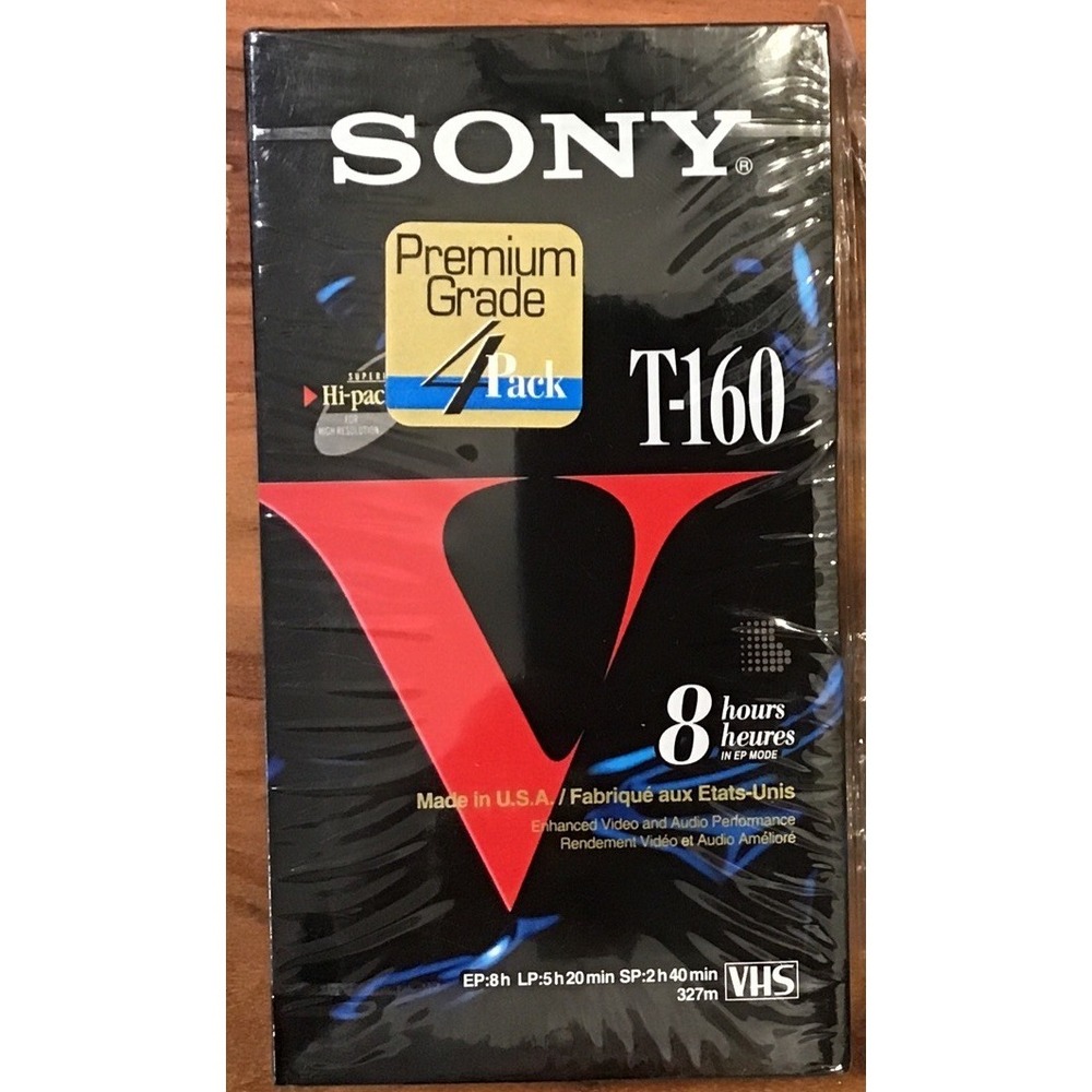 2-pack Sony 8-Hour‎ (EP) Premium Grade T160 Blank Recordable VHS Sealed Tapes